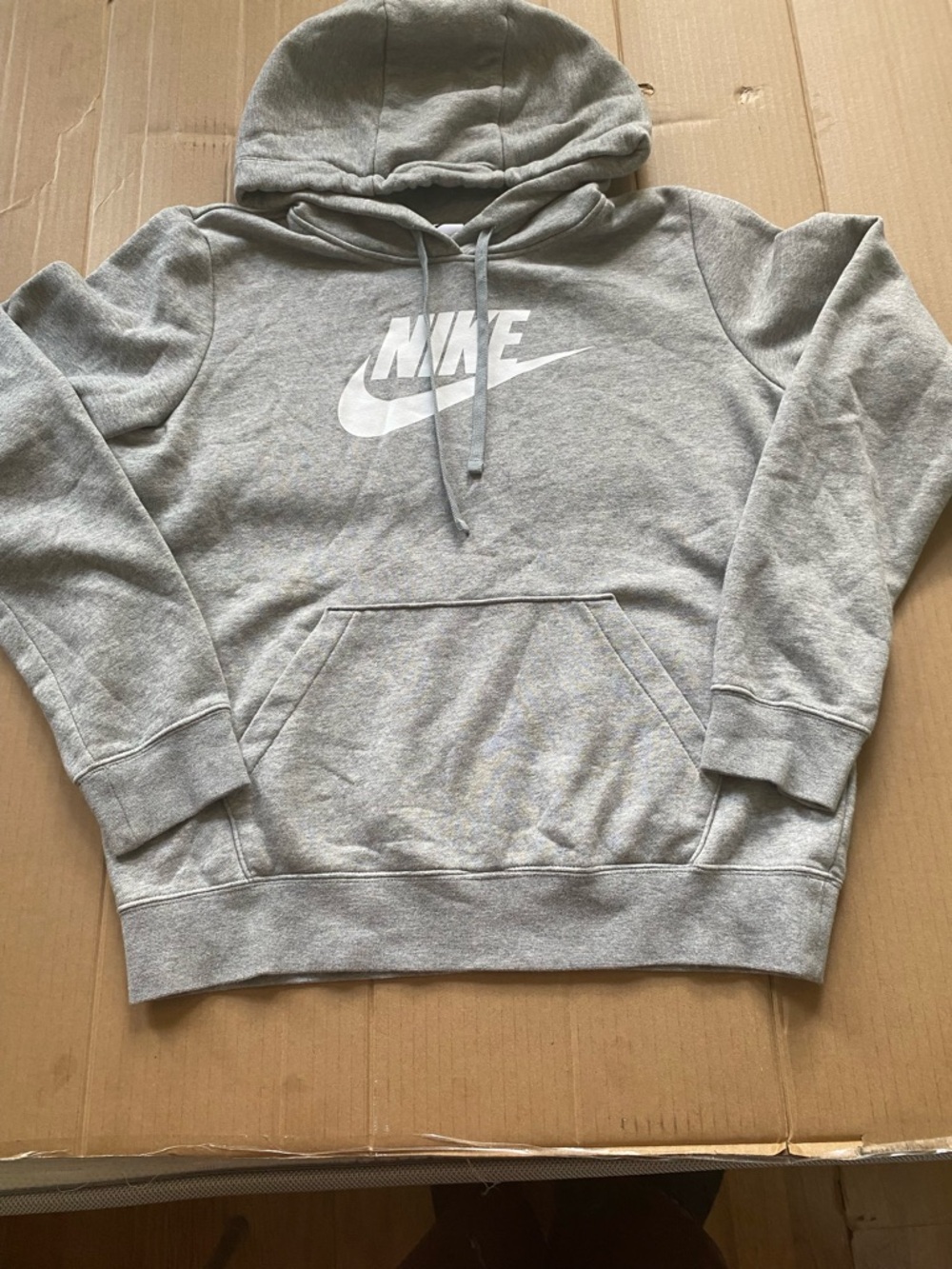 Nike Men’s Light Gray Crewneck Hoodie with White Swoosh